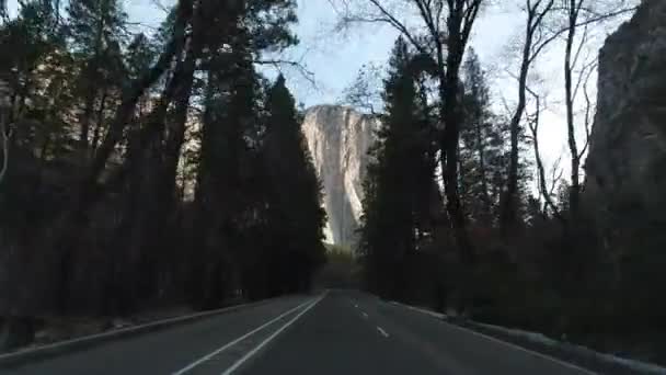 Jazda samochodem w dolinie Yosemite. Kalifornia, USA — Wideo stockowe