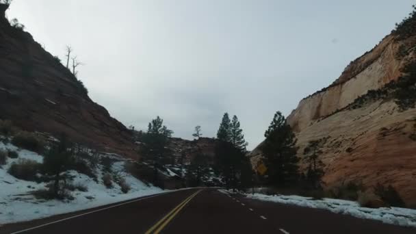 Bilkörning på väg i Zions nationalpark. Utah, Förenta staterna — Stockvideo