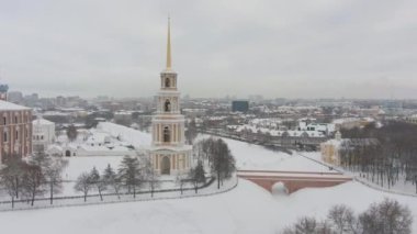 Kışın Ryazan Kremlin ve Cityscape. - Rusya. Hava Görünümü