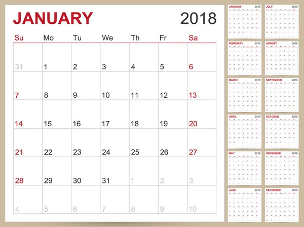 Ελληνικά ημερολόγιο 2018 — Διανυσματικό Αρχείο