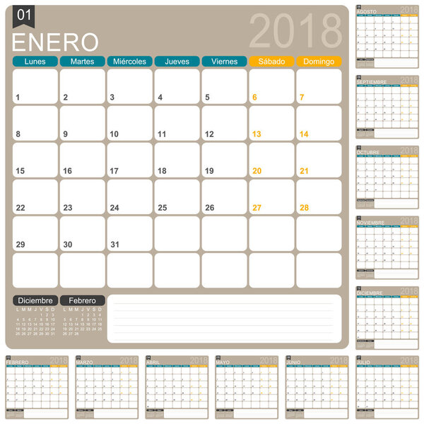Spanish Calendar 2018