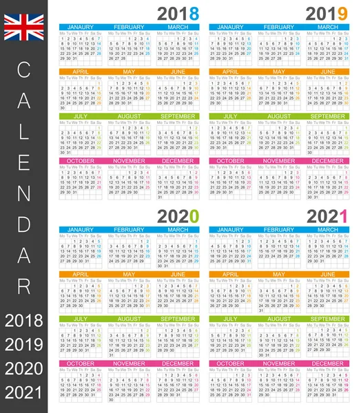 Kalendarz 2018-2021 — Wektor stockowy