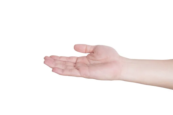 Uitgestrekte Menselijke Hand Witte Achtergrond — Stockfoto