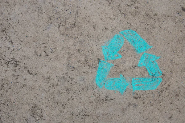 Krijt Tekening Logo Van Recycling Straat Verdieping — Stockfoto