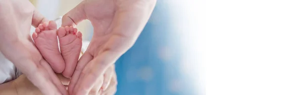 母亲和父亲手牵着新生婴儿的脚 亚洲父母把婴儿的脚抱在白床上的小手 医疗保健爱生活幸福的高加索家庭父亲节观念 免版税图库图片