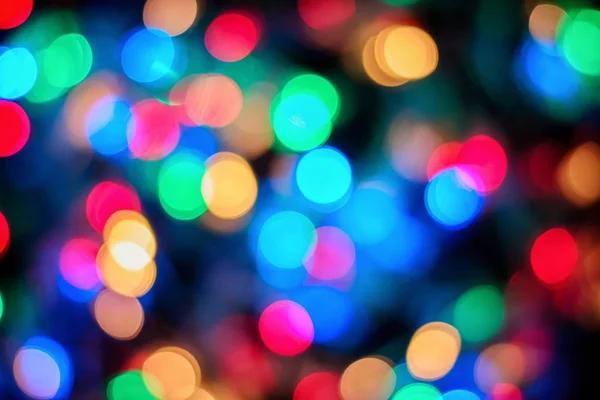 Luces Multicolores Borrosas Como Fondo Fondo Año Nuevo Hermoso Bokeh — Foto de Stock