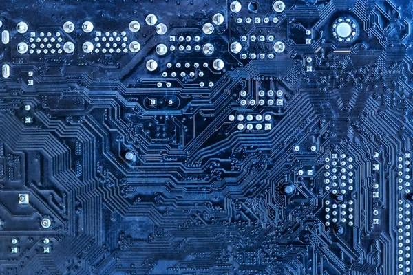 The electrical circuit of the motherboard in blue