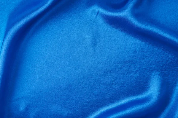 Blue Silk Background Folds Abstract Texture Rippled Satin Surface — 스톡 사진