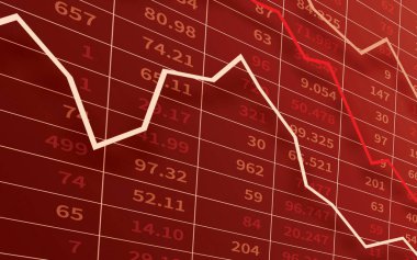 Ekonomik ve finansal kriz konsepti. Düşük eğilim ve para birimi alıntısıyla borsa grafikleri ve grafikleri