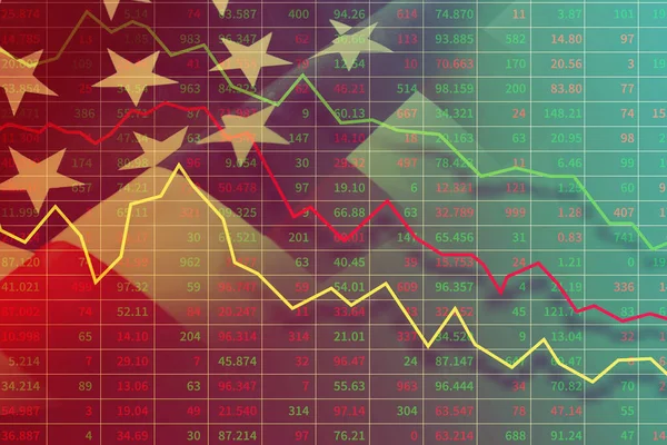 Концепція Економічної Фінансової Кризи Графіки Фондового Ринку Долари Сша Проти — стокове фото