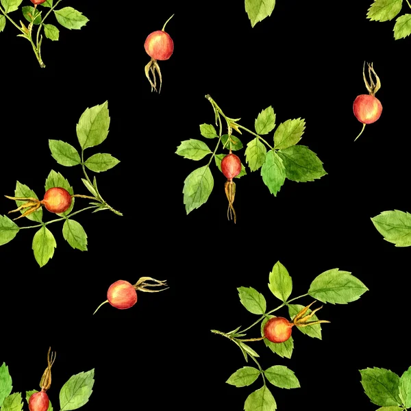 Nahtloses Muster mit Blättern und Beeren — Stockfoto