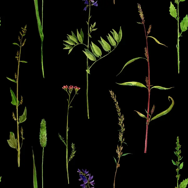 Seamless mönster med akvarell ritade blommor — Stockfoto