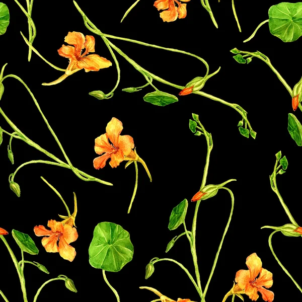 Patrón sin costura con flores de dibujo de acuarela —  Fotos de Stock