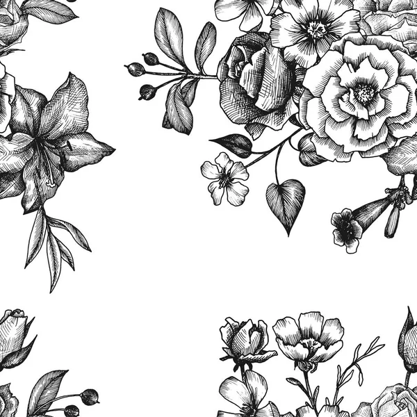 Vintage vecteur floral motif sans couture — Image vectorielle