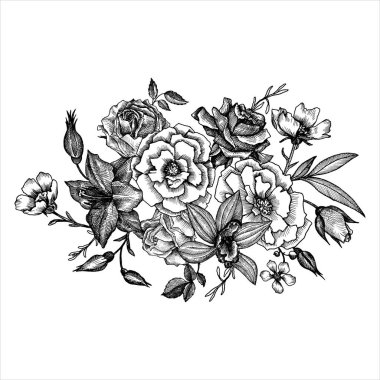 Vintage vektör çiçek öğe