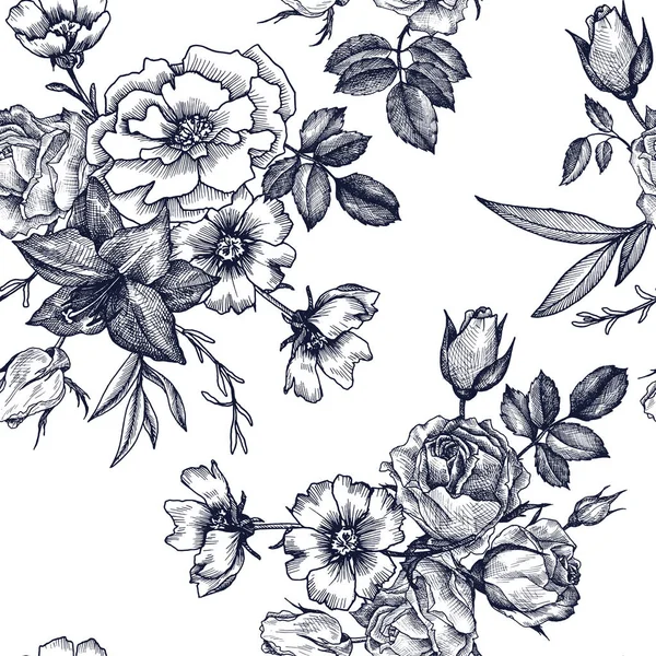 Vintage vecteur floral motif sans couture — Image vectorielle