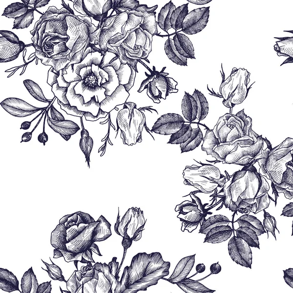 Vintage Vector Floral padrão sem costura — Vetor de Stock