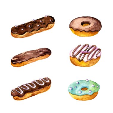 Sulu Boya çizim eklerleri ve çörekler