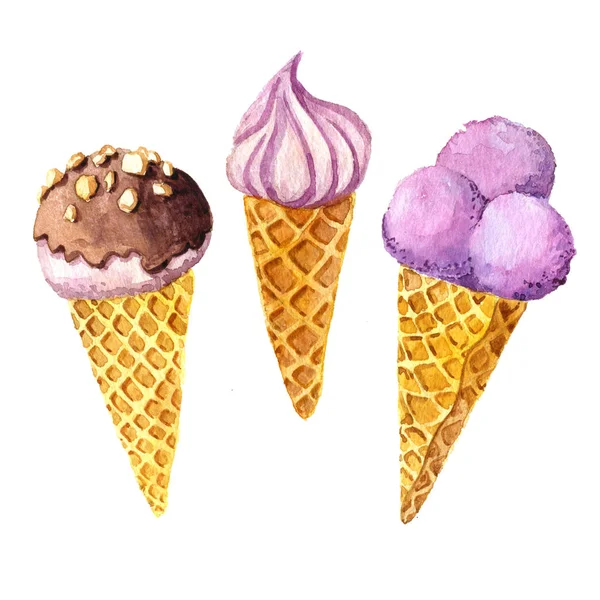 Watercolor ice cream — Stock Photo, Image