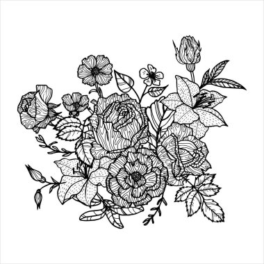 Vintage vektör çiçek öğe