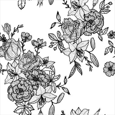 Vintage Vector Çiçeksiz desen