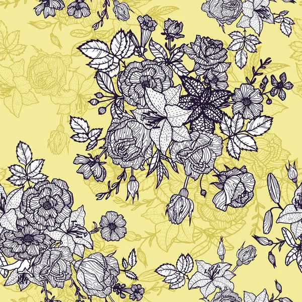 Vintage vector floral seamless pattern — Stock Vector