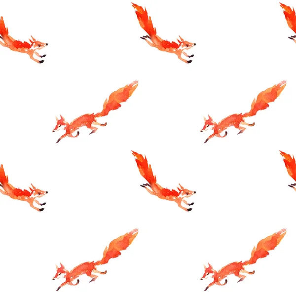 Seamless pattern with watercolor foxes — Stock Photo, Image