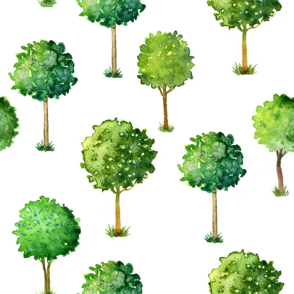 Naadloze patroon met aquarel bloeiende bomen — Stockfoto