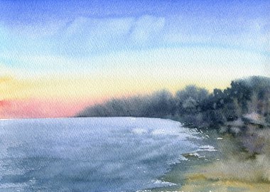 Denizde suluboya günbatımı