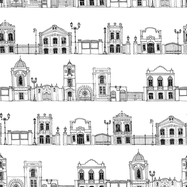 Modèle sans couture avec différentes maisons — Image vectorielle