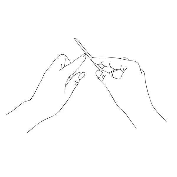 Mani vettoriali con lima per unghie — Vettoriale Stock