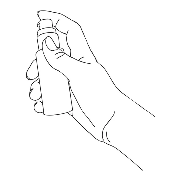 Διάνυσμα χέρι με καλλυντικό σπρέι μπουκάλι — Διανυσματικό Αρχείο