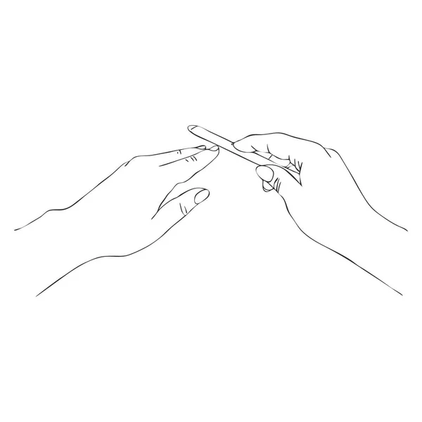 Vector manos con lima de uñas — Vector de stock