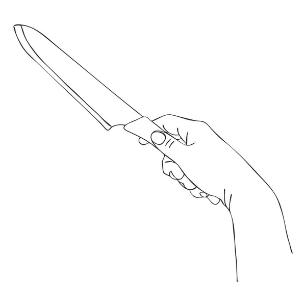 Mano de cocina con cuchillo grande — Vector de stock