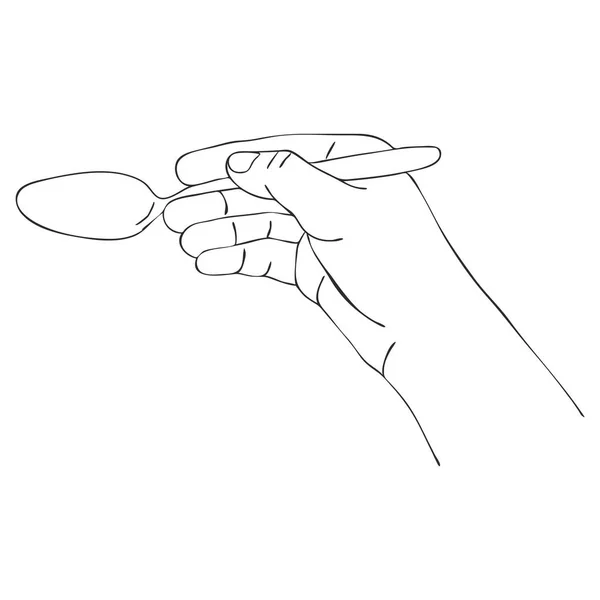 Mano de cocina con cuchara de té — Vector de stock