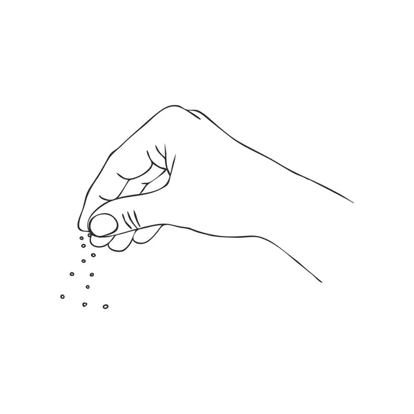 烹调用盐的手 — 图库矢量图片