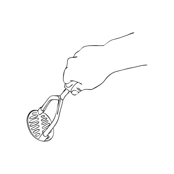 Mano de cocina con machacador de patatas — Archivo Imágenes Vectoriales