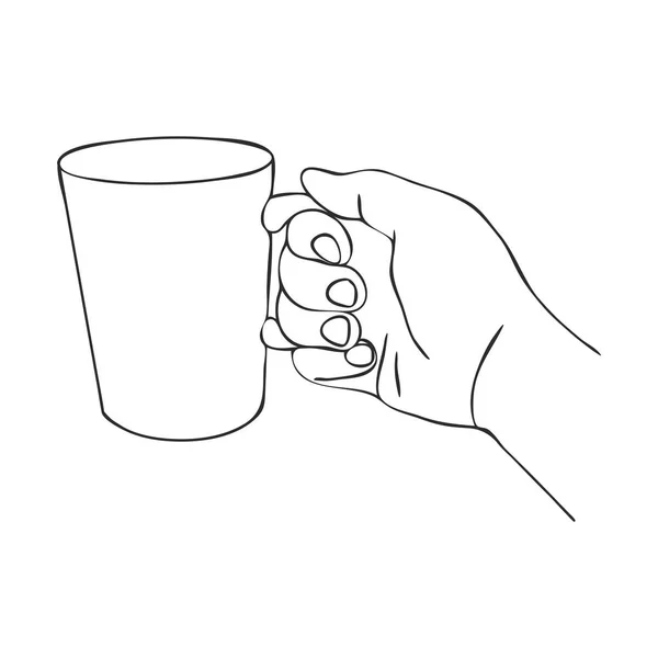 Mano de cocción con taza — Vector de stock