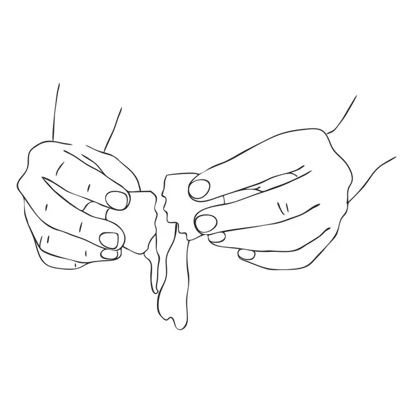 Mains de cuisson divisant oeuf — Image vectorielle
