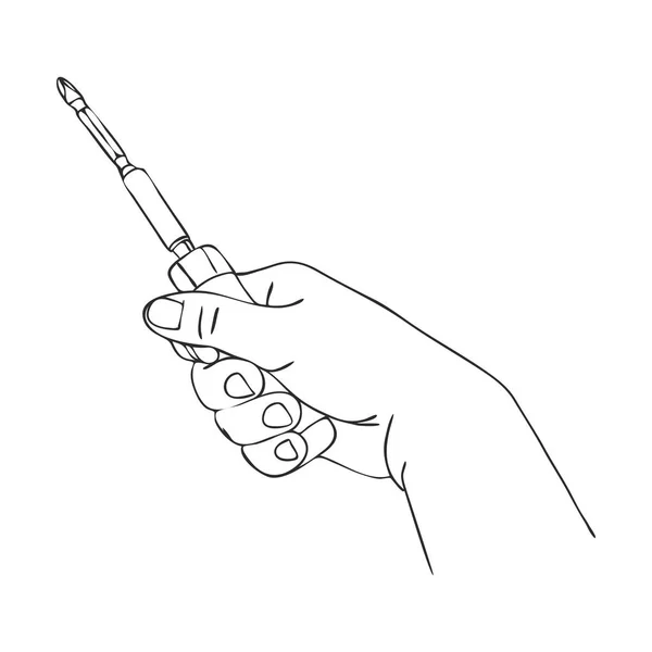Vektor ruku s šroubovák — Stockový vektor
