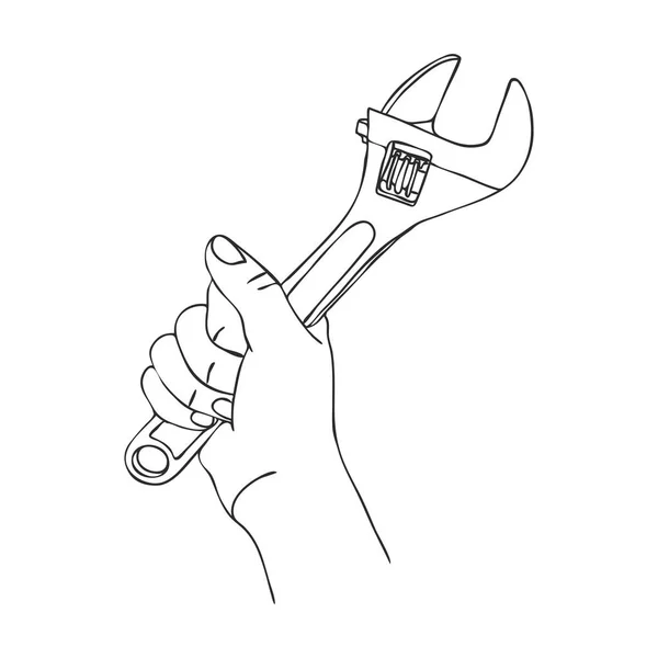 Mano vectorial con llave ajustable — Vector de stock