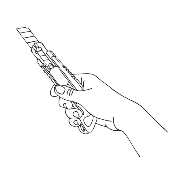 Vector de mano con cuchillo de corte — Vector de stock