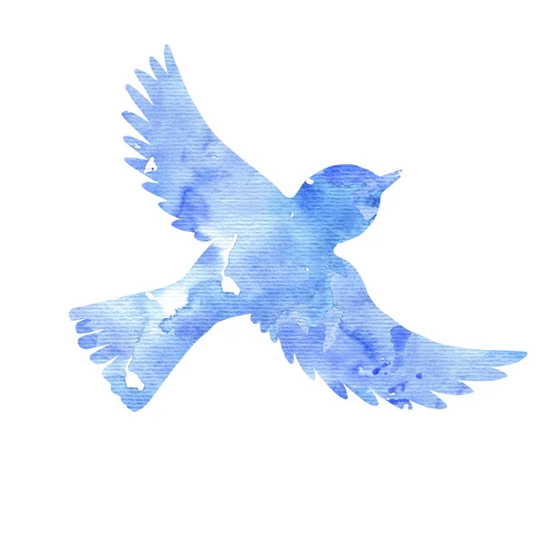 Aquarell fliegende Vogelsilhouette — Stockfoto