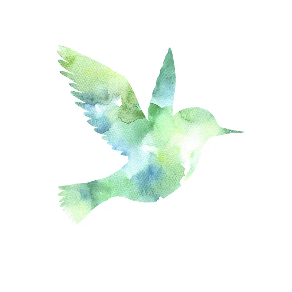 Aquarell fliegende Vogelsilhouette — Stockfoto