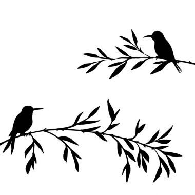 ağaç siluetleri kuşlara