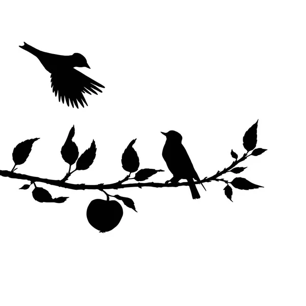 Ptaki w sylwetki drzewa — Wektor stockowy
