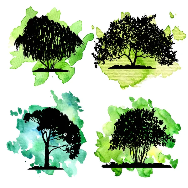Векторний набір листяних дерев — стоковий вектор