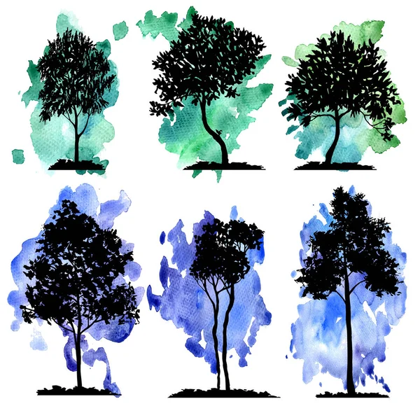 Wektor zestaw drzew liściastych — Wektor stockowy