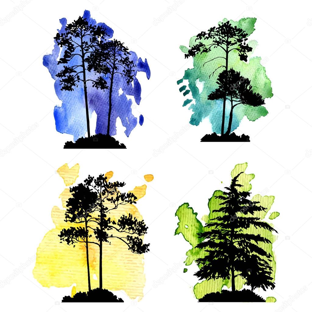 vector set of conifer trees