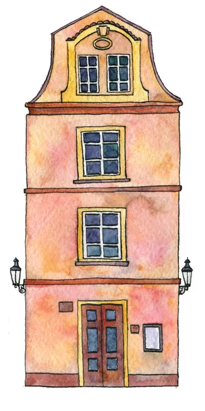 Watercolor drawing house — Stock Photo, Image